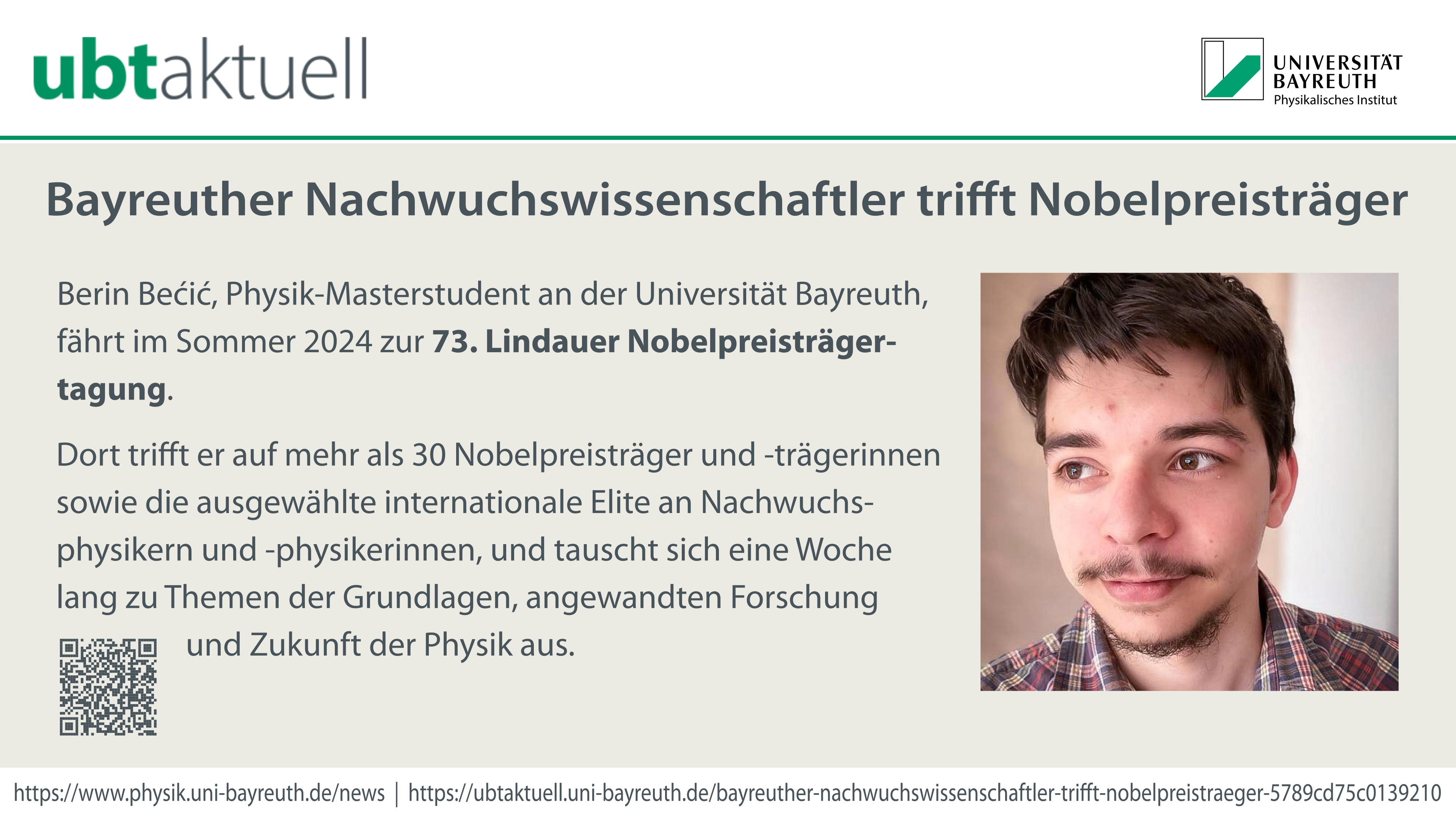 UBTaktuell - Bayreuther Nachwuchswissenschaftler trifft Nobelpreisträger