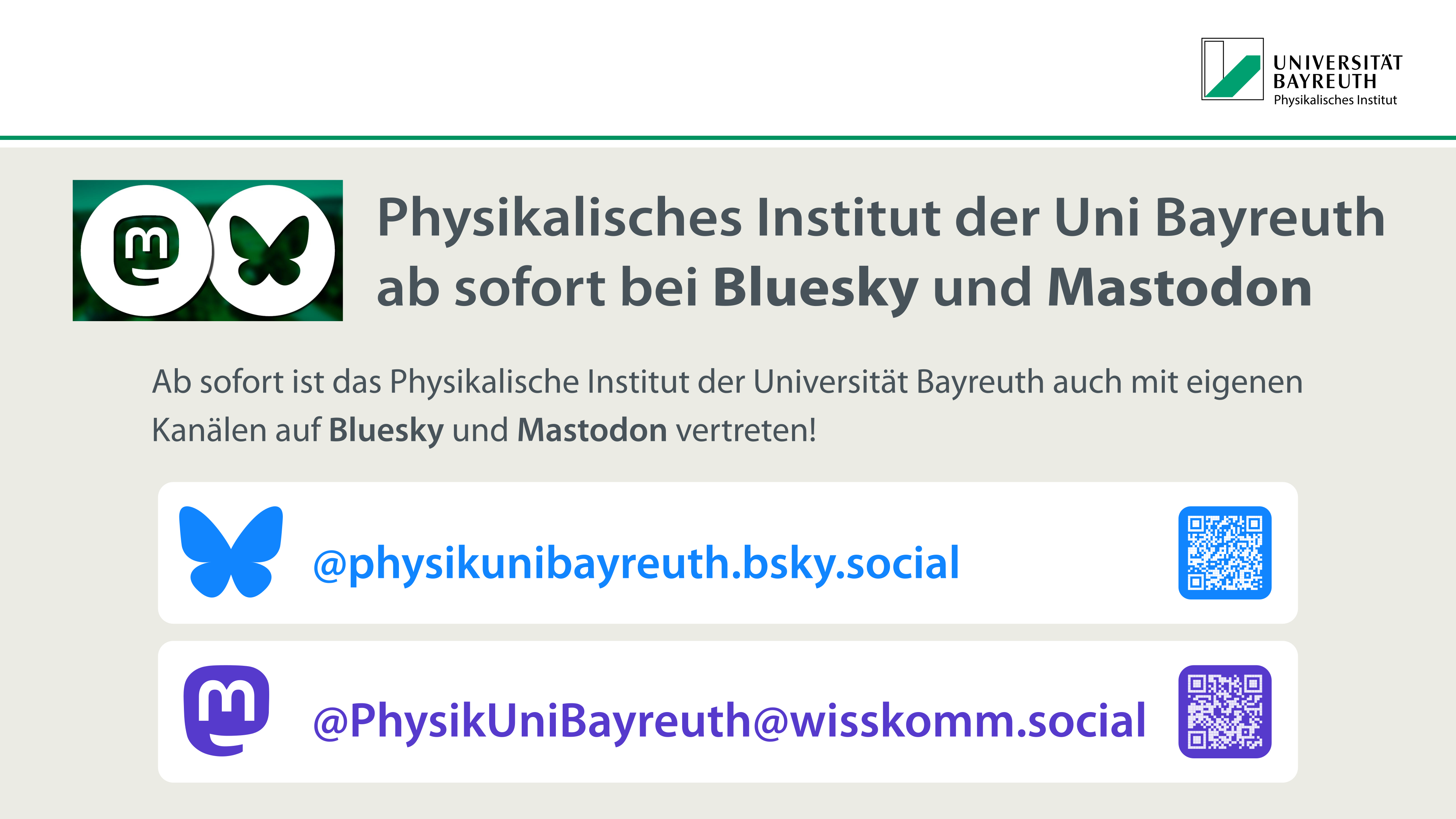 Physikalisches Institut auf Bluesky und Mastodon