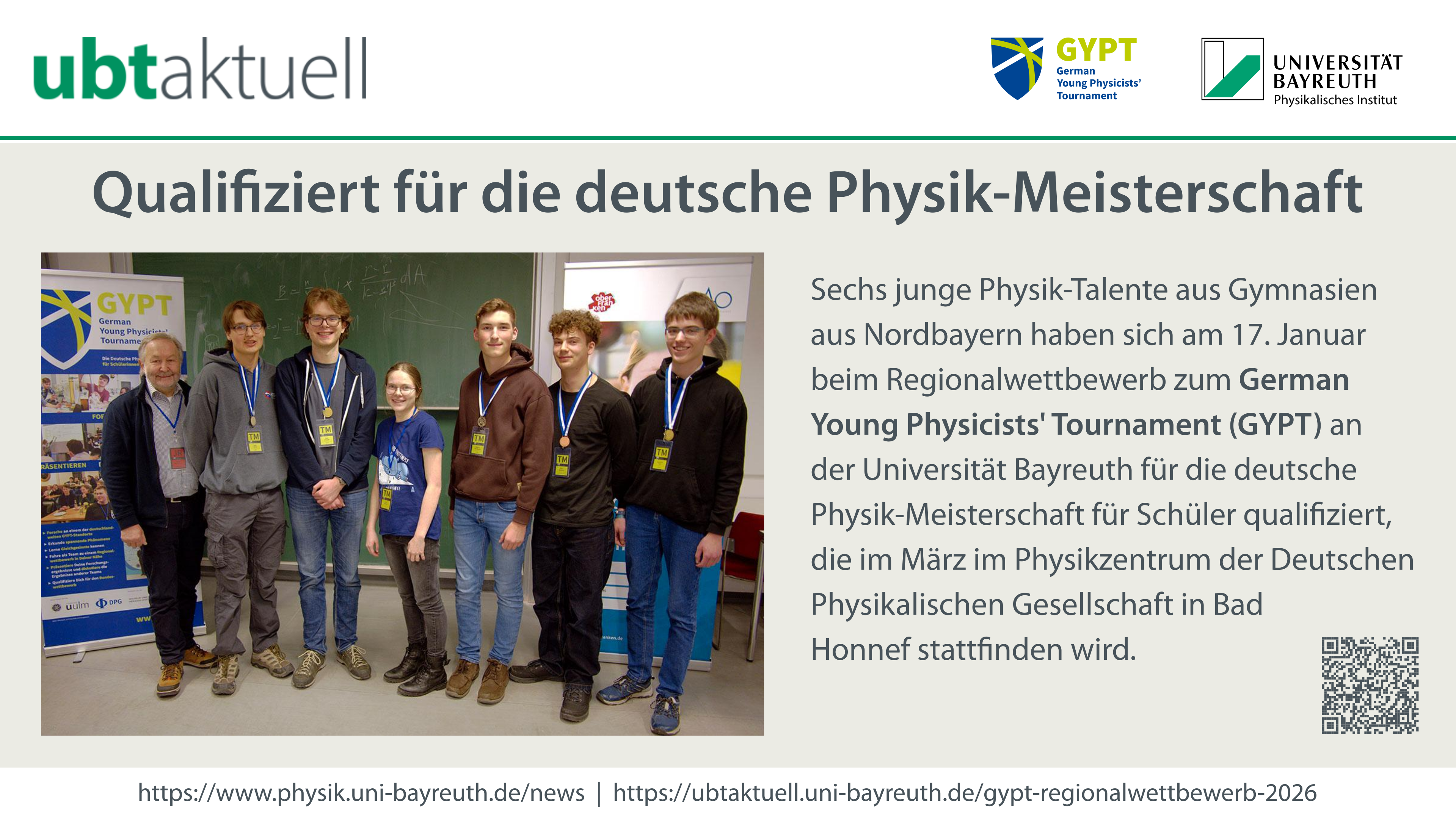 Qualifiziert für die deutsche Physik-Meisterschaft