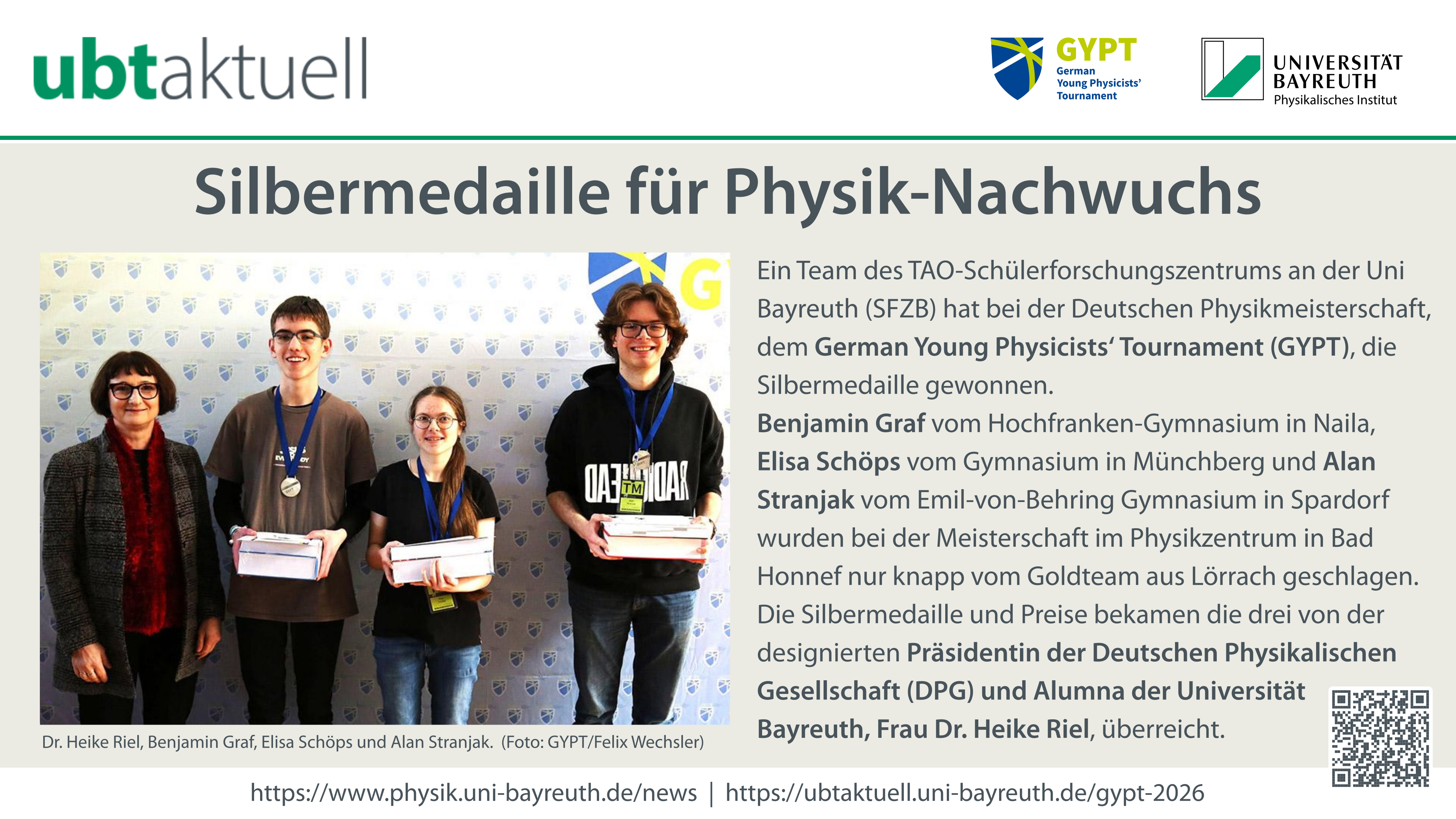 Silbermedaille für Physik-Nachwuchs