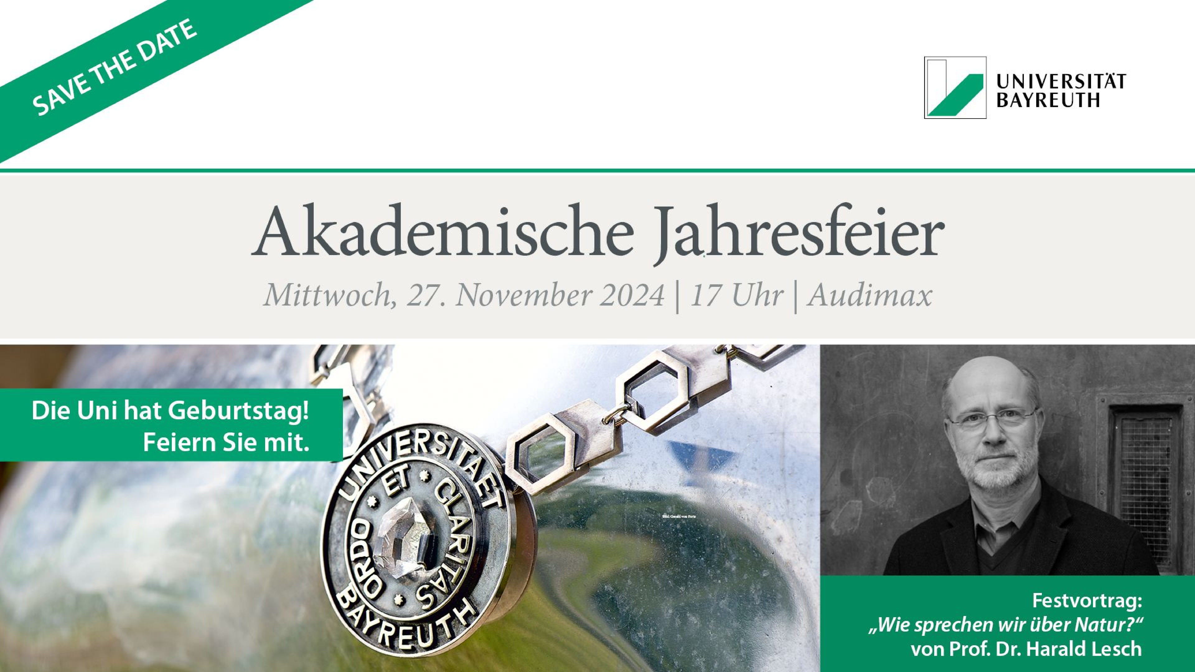 Akademische Jahresfeier am 27. November 2024: Festvortrag mit Prof. Dr. Harald Lesch